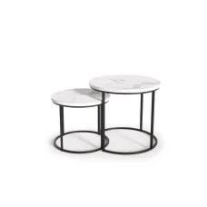 OREO COFFEE TABLES, SET OF 2 PCS. WHITE MARBLE / BLACK